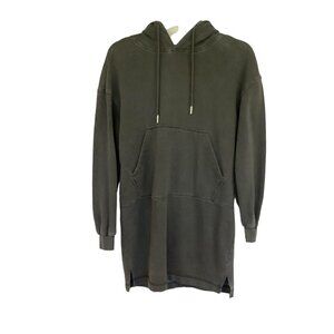 7 For All Mankind Hooded Sweatshirt Tunic Dress Women's XS Dark Gray Garment Dye
